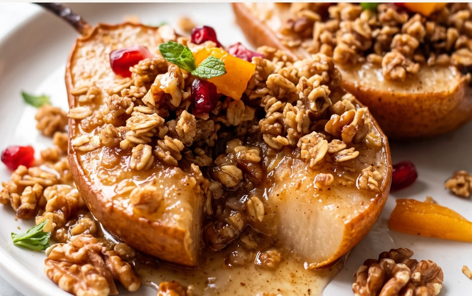 Baked Pears with Walnut Oat Crumble