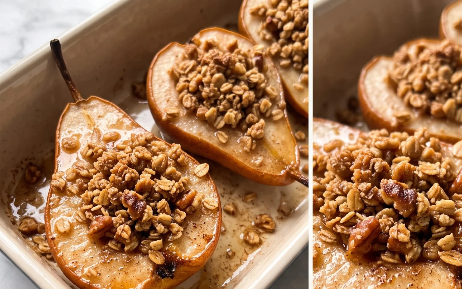 Poires Cuites Crumble Noix et Flocons d&rsquo;Avoine